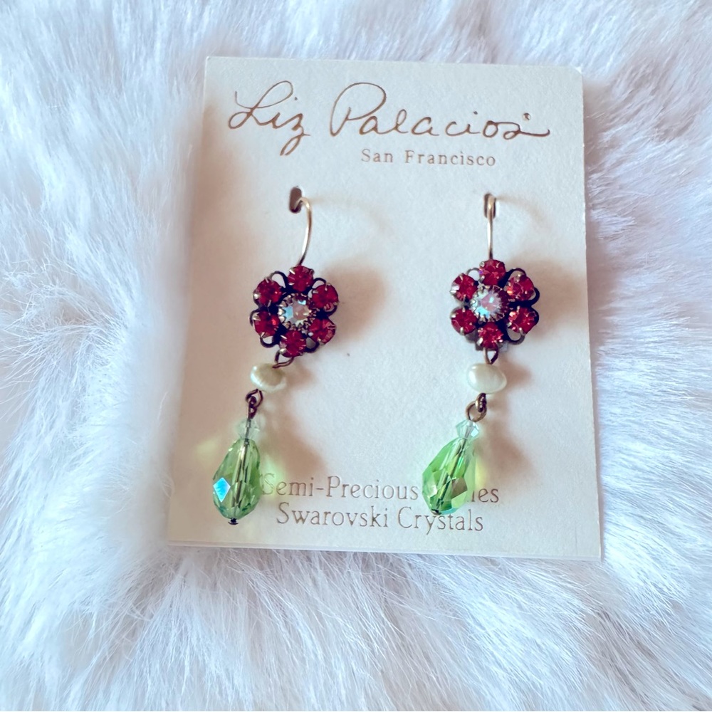 NWT LIZ PALACIOS SWAROVSKI CRYSTAL FLORAL EARRINGS